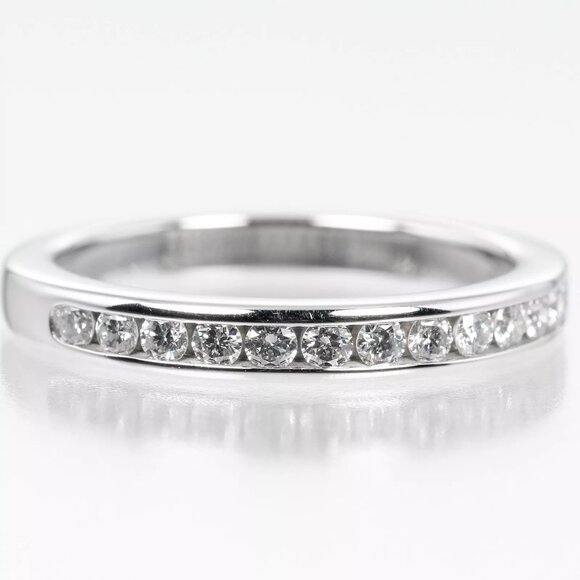 TIFFANY&Co. Setting Half Circle Ring 0.1" model Pt950Platinum/diamond #3.7... - Picture 5 of 10